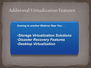 Divide system resources between virtual machinesIsolationFault and security isolation at the hardware level