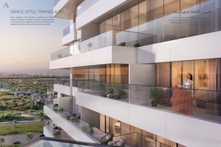 Grace, Style, Tranquility
Dubai Healthcare City cultivates a versatile and health-
conscious lifestyle in the heart of Dubai. In close proximity
to the creek, yet far enough from the hub of commerce and
residence- Aliyah by Azizi is your sanctuary of tranquility.
‫الطمأنينة‬ ،‫األناقة‬ ،‫التميز‬
‫الصحي‬ ‫الحياة‬ ‫نمط‬ ‫الصحية‬ ‫للرعاية‬ ‫دبي‬ ‫مدينة‬ ‫تراعي‬
‫وبعيدًا‬ ‫الخور‬ ‫من‬ ‫مقربة‬ ‫على‬ .‫دبي‬ ‫مدينة‬ ‫قلب‬ ‫في‬ ‫والمتنوع‬
‫لشركة‬ ‫عـاليه‬ ‫مجمع‬ ‫فإن‬ ،‫التجارة‬ ‫محور‬ ‫عن‬ ‫الكفاية‬ ‫فيه‬ ‫بما‬
‫بالهدوء‬ ‫للتنعم‬ ‫مالذك‬ ‫هو‬ ‫عزيزي‬
 