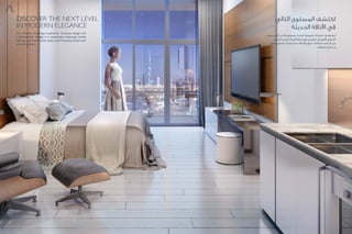 Discover the Next Level
In Modern Elegance
Chic, flawless finishings inspired by European design and
craftsmanship. Indulge in a masterpiece featuring, marble
flooring, oversized counter space, and intricately chosen wall
and ceiling décor.
‫التالي‬ ‫المستوى‬ ‫اكتشف‬
‫الحديثة‬ ‫األناقة‬ ‫في‬
‫التصميم‬ ‫من‬ ‫ومستوحاة‬ ،‫شائبة‬ ‫تشوبها‬ ‫ال‬ ‫شيك‬ ‫تشطيبات‬
‫أرضيات‬ ‫تشمل‬ ‫فنية‬ ‫تحفة‬ ‫في‬ ‫انغمس‬ .‫االوروبي‬ ‫رفي‬ ِ‫الح‬
‫معقد‬ ‫بشكل‬ ‫مختار‬ ‫جدار‬ ،‫واسعة‬ ٍ‫غرف‬ ‫مساحات‬ ،‫الرخام‬ ‫من‬
‫للسقف‬ ‫وديكور‬
 