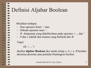 Definisi Aljabar Boolean 
