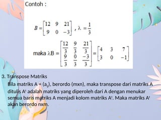 Rute Matriks ALJABAR LINIER SEM I PERTEMUAN 1 materi tentang matriks.ppt