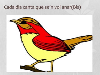 Cada dia canta que se’n vol anar(Bis)
 