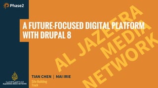 AL JAZEERA
TIAN CHEN | MAI IRIE
Site Building
Track
MEDIA
ETWORK
A FUTURE-FOCUSED DIGITAL PLATFORM
WITH DRUPAL 8
 
