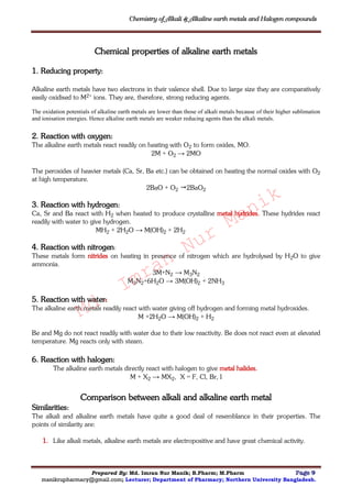 Chemistry of alkali and alkaline earth metals and halogen compounds ...