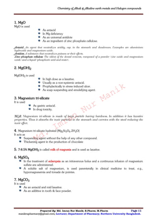 Chemistry of alkali and alkaline earth metals and halogen compounds ...