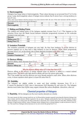 Chemistry of alkali and alkaline earth metals and halogen compounds ...
