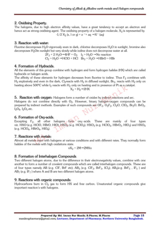 Chemistry of alkali and alkaline earth metals and halogen compounds ...