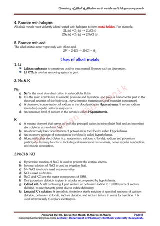 Chemistry of alkali and alkaline earth metals and halogen compounds ...