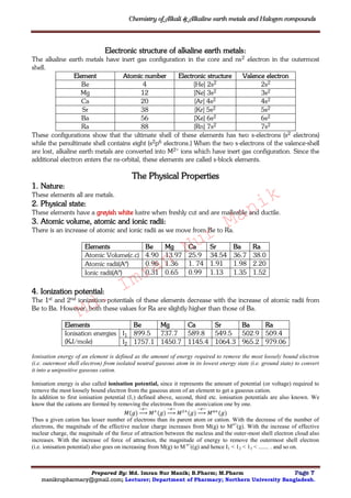 Chemistry of alkali and alkaline earth metals and halogen compounds ...