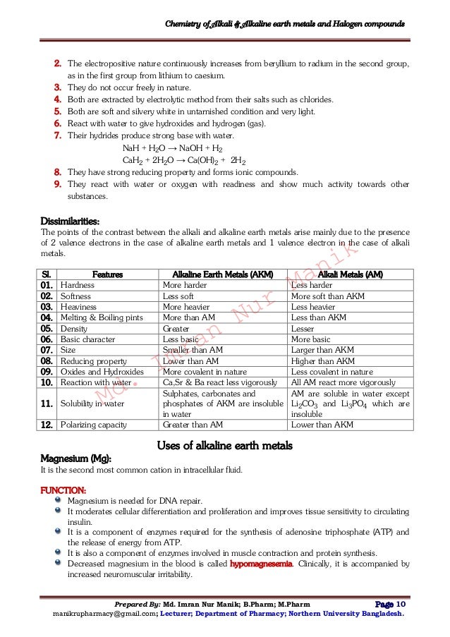 Periodic Table alkali and alkaline earth metals periodic table : Chemistry of alkali and alkaline earth metals and halogen compounds M…