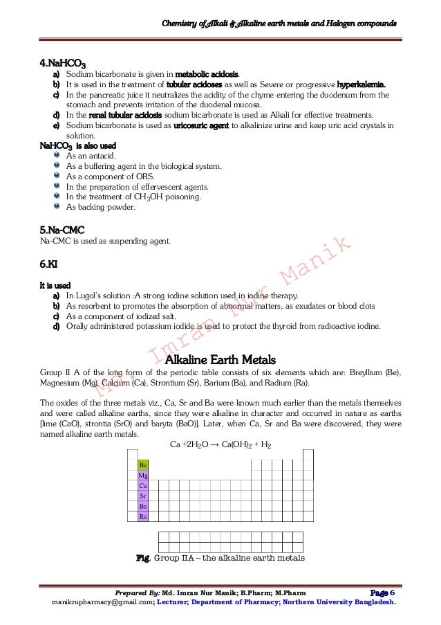 Periodic Table alkali and alkaline earth metals periodic table : Chemistry of alkali and alkaline earth metals and halogen compounds M…