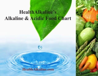 HealthAlkaline’s
Alkaline & Acidic Food Chart
HealthAlkaline.com
 