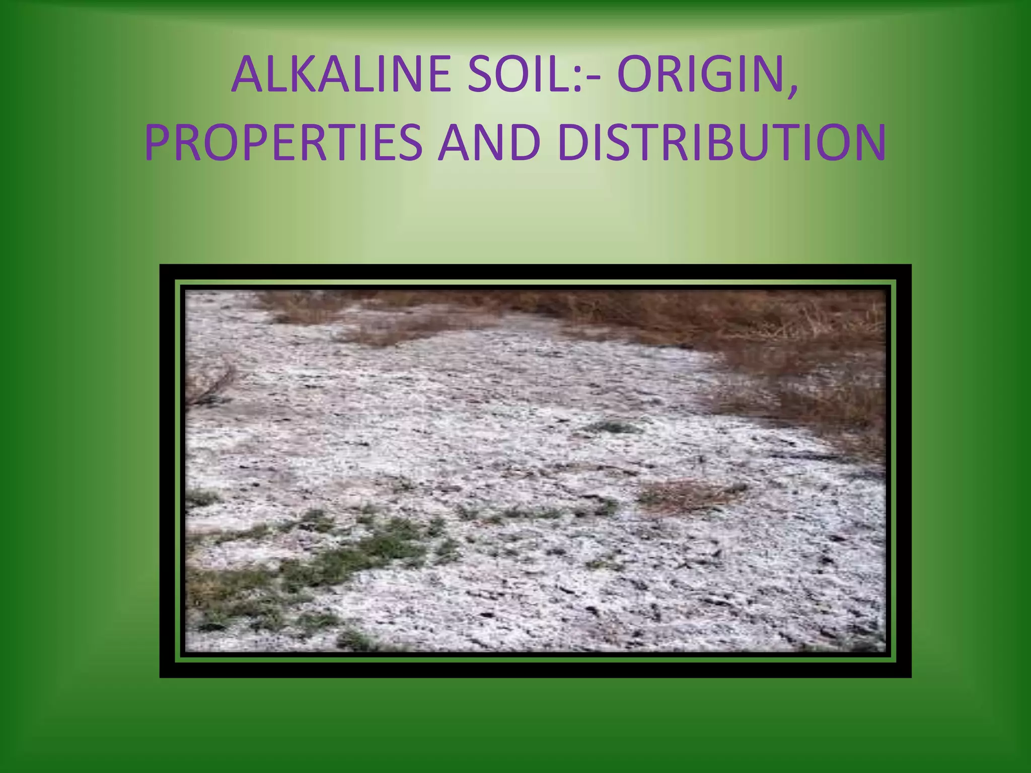 Alkaline soil , Origin, Properties and Distribution in India PPT