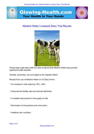 Alkaline Water Livestock Dairy Trial Results