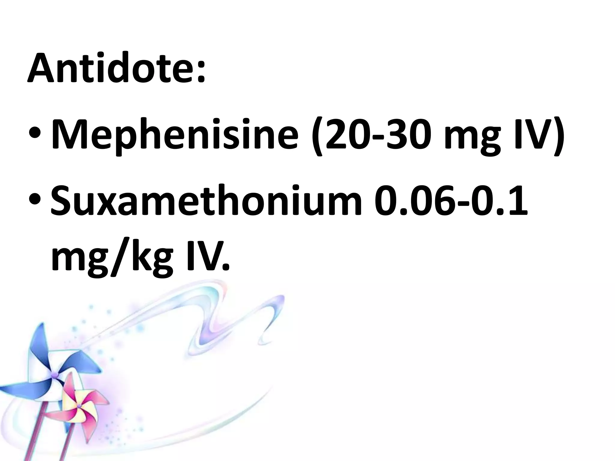 Differential Diagnoses
1-Tetanus. 2- Head injury. 3- Meningitis. 4- Epilepsy. 5- Hysteria.
STRYCHNINE TETANUS
HISTORY Taking food with bitter taste Wound
ONSET Sudden Gradual
CLINICAL
FEATURES
Generalized fits with relaxation
in between
Tonic contractions start at
lower jaw
DEATH Rapid (2hrs) Delayed (24 hrs)
DIAGNOSIS Chemical detection Bacterial isolation
 
