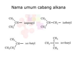 Nama umum cabang alkana 