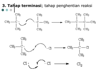 3.  Tahap terminasi ; tahap penghentian reaksi 