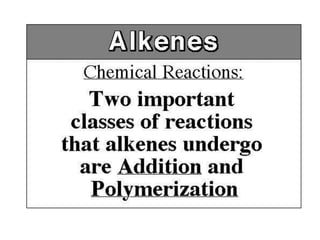 However, alkene burns incompletely (in limited supply of oxygen) to form carbon dioxide, carbon monoxide, carbon (in the form of soot) and water.Example : 2C2H4+ 3O2 	2C   + 2CO   +    2H2OorC2H4+ 2O22CO  +    2H2O 