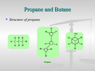 Propane and ButanePropane and Butane
 Structure of propaneStructure of propane
 
