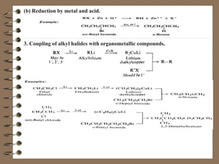 (b) Reduction by metal and acid.
3. Coupling of alkyl halides with organometallic compounds.
 