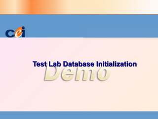 Test Lab Database Initialization 