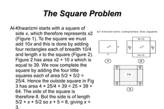 He wrote "Hisāb al-ŷabr wa'l muqābala",( حساب الجبر و المقابلة ) a book in that he made the bases os our words: álgebra, guarismo and algoritmo. He is considerated as the pather of the algebra and our numerical system. 