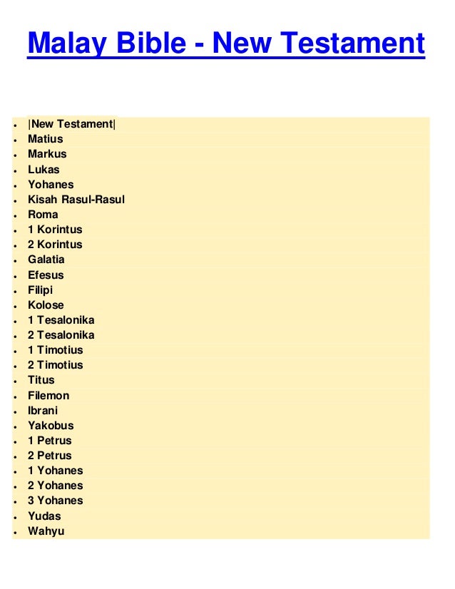 Alkitab Bahasa Melayu Malay Bible New Testament