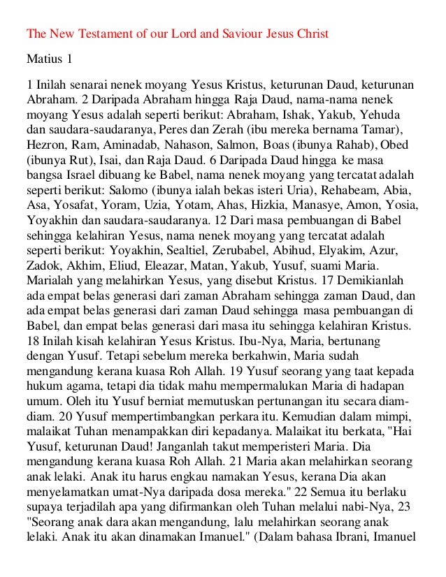 Alkitab Bahasa Melayu Malay Bible New Testament