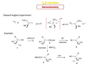 Stereochemistry
SN2 reaction
Edward Hughes Experiment:
Example:
 