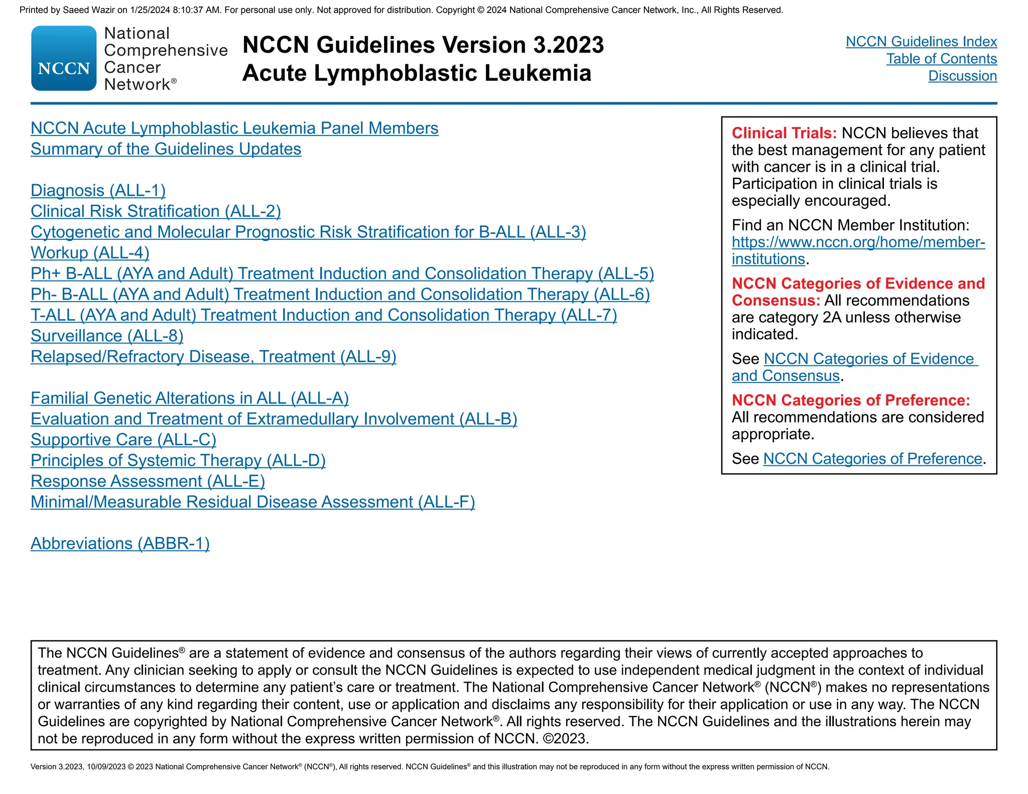 Acute lymphoblastic lymphoma treatment Guidelines | PDF | Blood ...