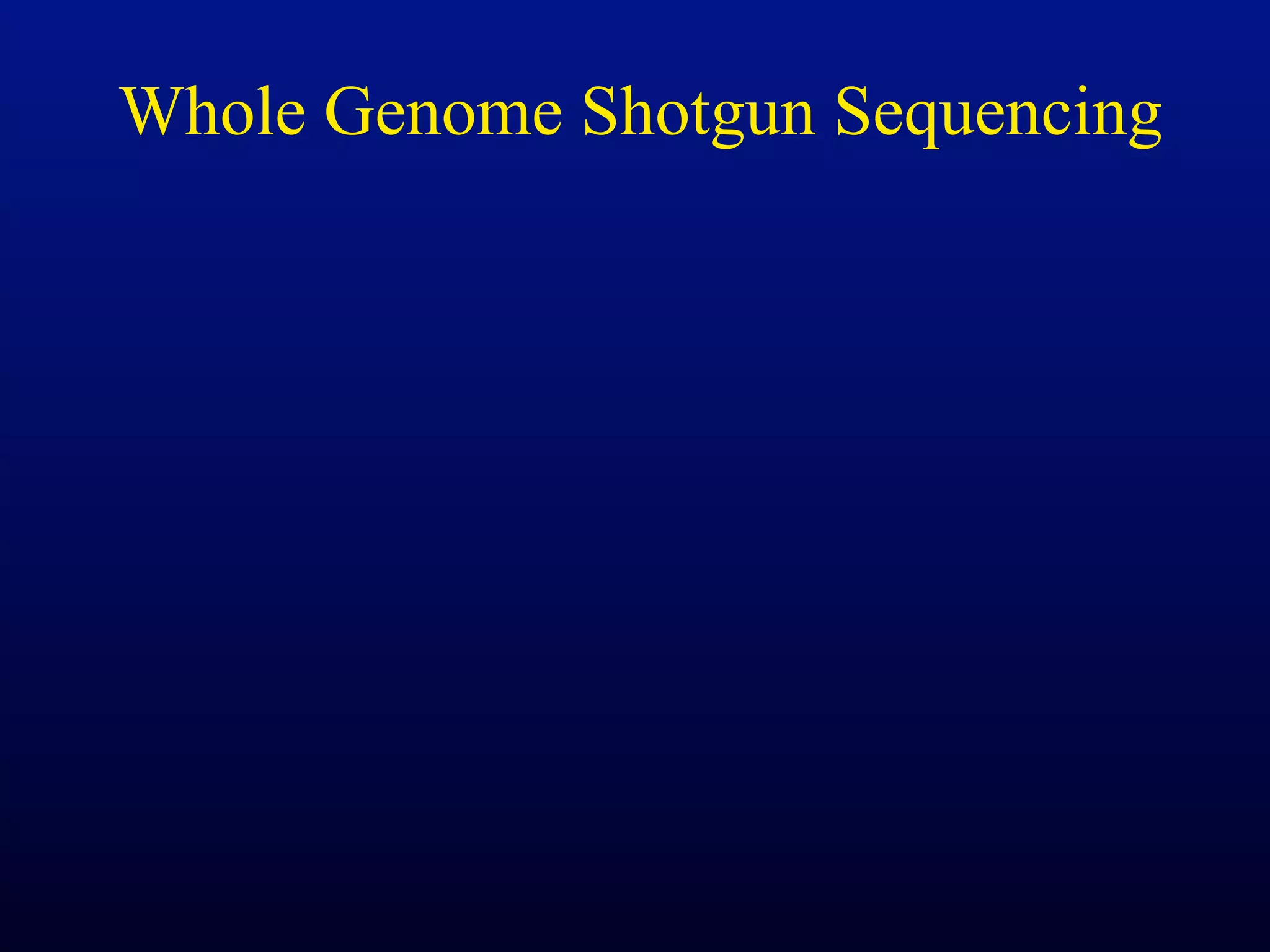 Whole Genome Shotgun Sequencing
 