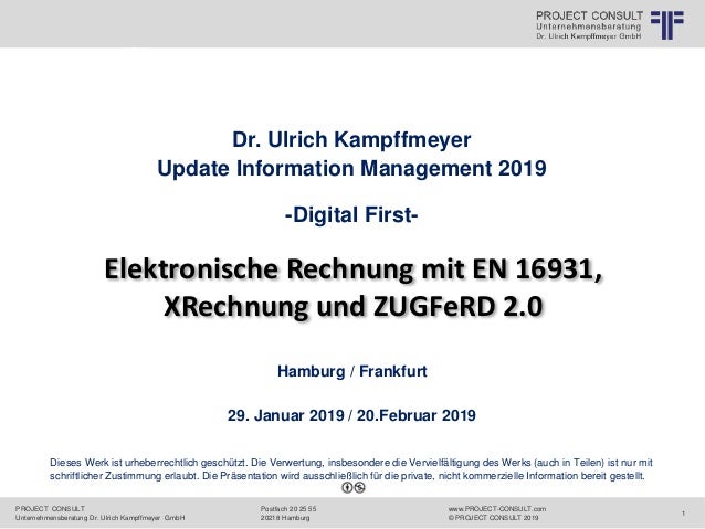 De E Rechnung Xrechnung Zugferd 2 0 Dr Ulrich Kampffmeyer U