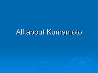 All about Kumamoto 