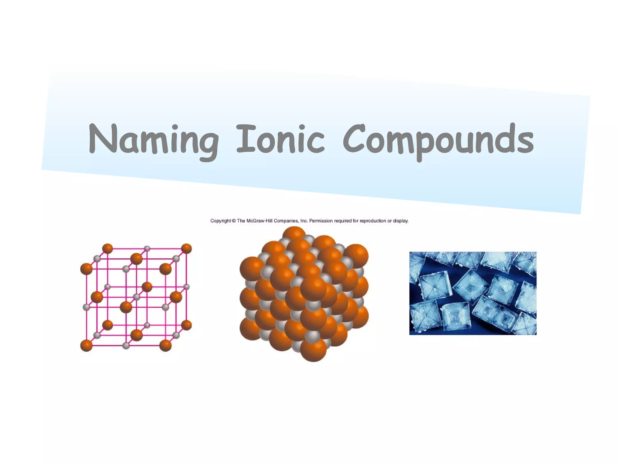 Naming Ionic Compounds
 