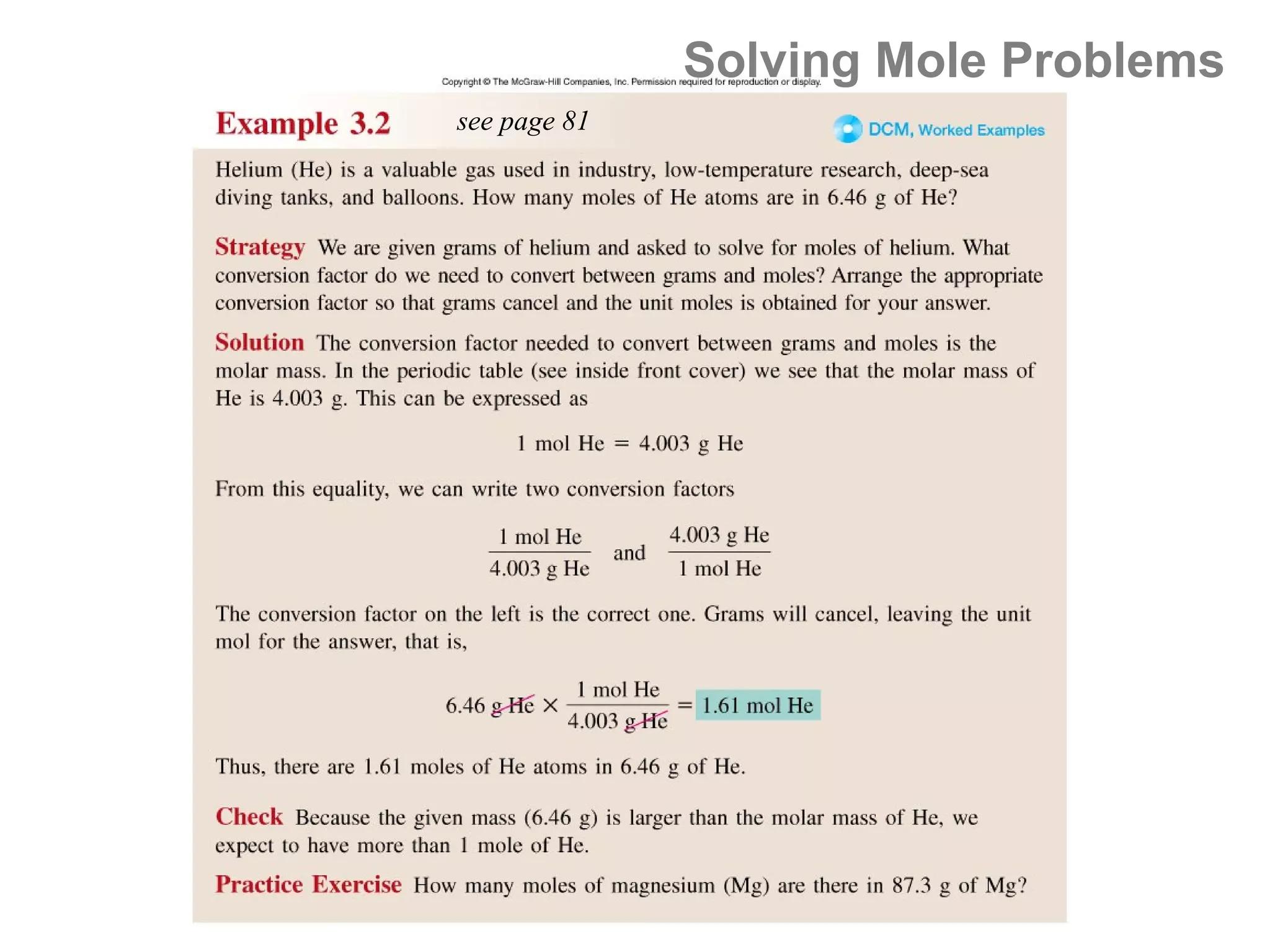 Solving Mole Problems
see page 81
 