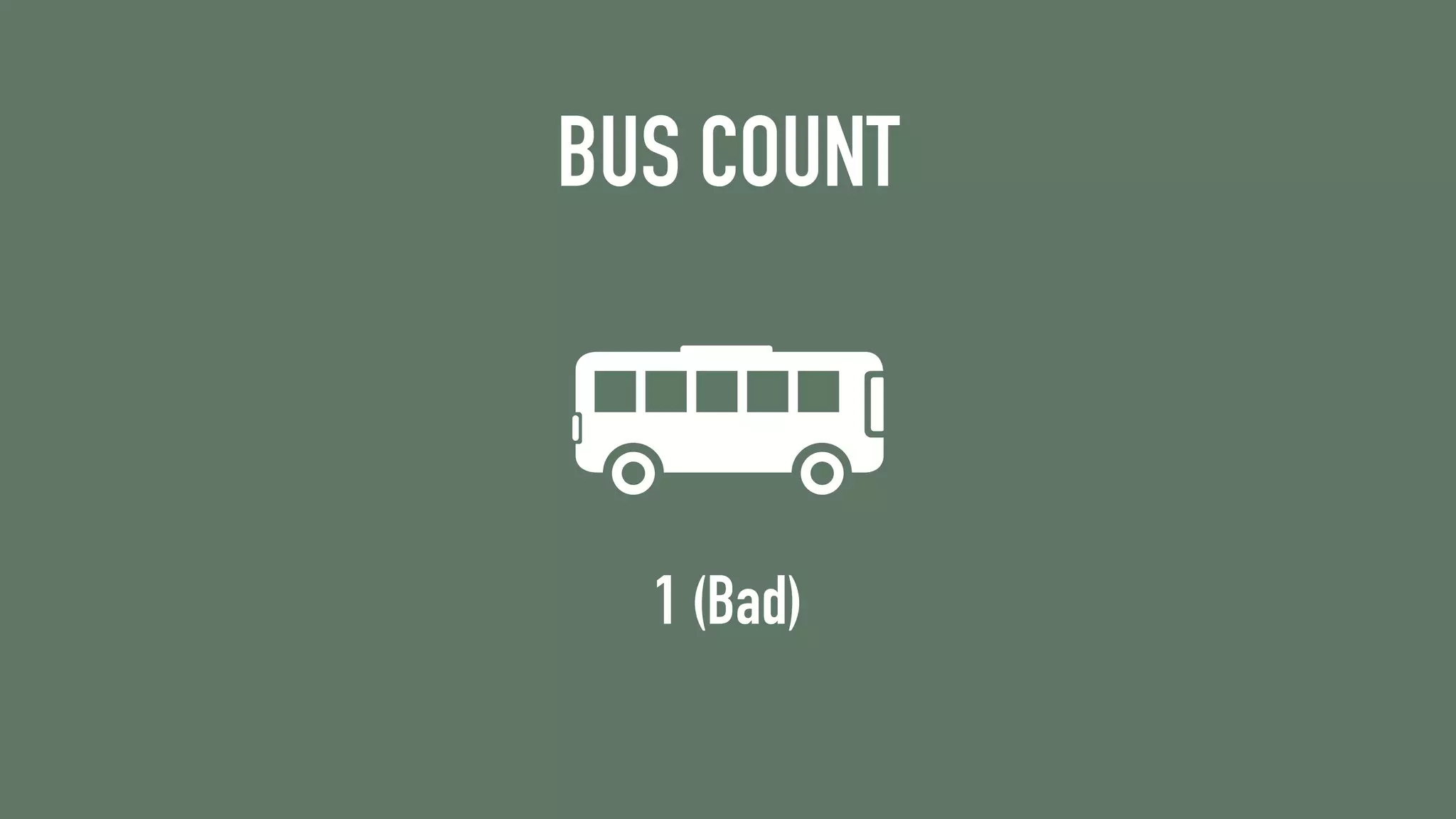 BUS COUNT
1 (Bad)
 
