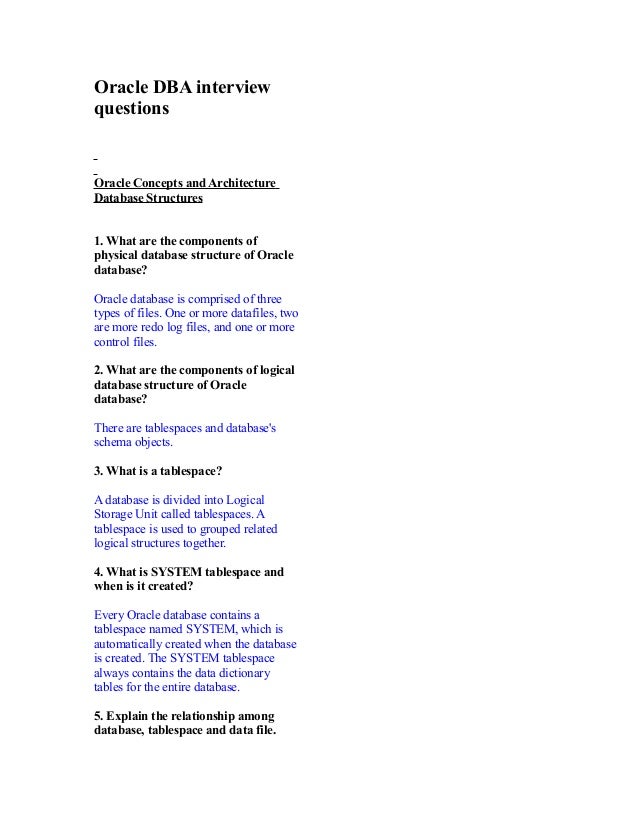 oracle dba interview questions