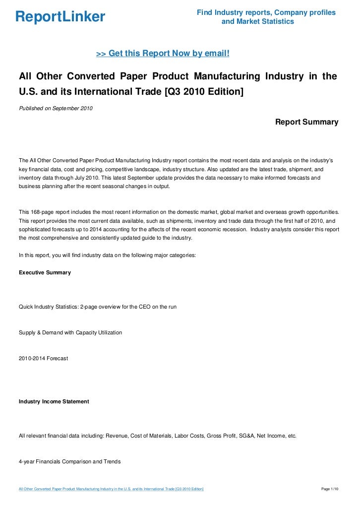 All Other Converted Paper Product Manufacturing Industry in the U.S