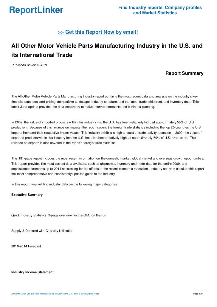 All Other Motor Vehicle Parts Manufacturing Industry In The - 