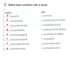 2. Match each condition with a result. 
d 
h 
e 
g 
a 
f 
c 
b 
 