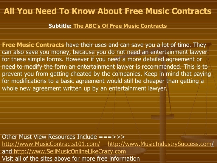 All You Need To Know About Free Music Contracts
