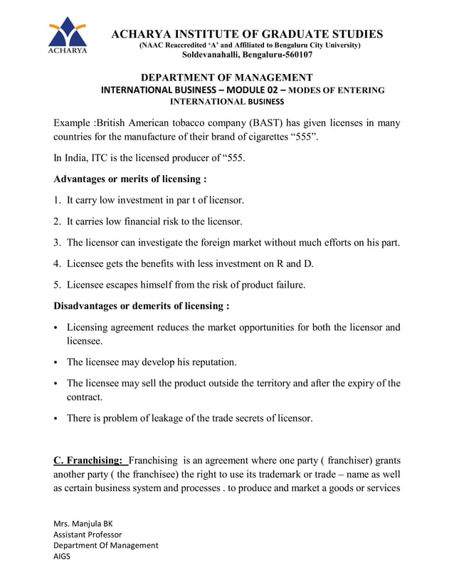 INTERNATIONAL BUSINESS NOTES PDF FOR BBA visual data 2