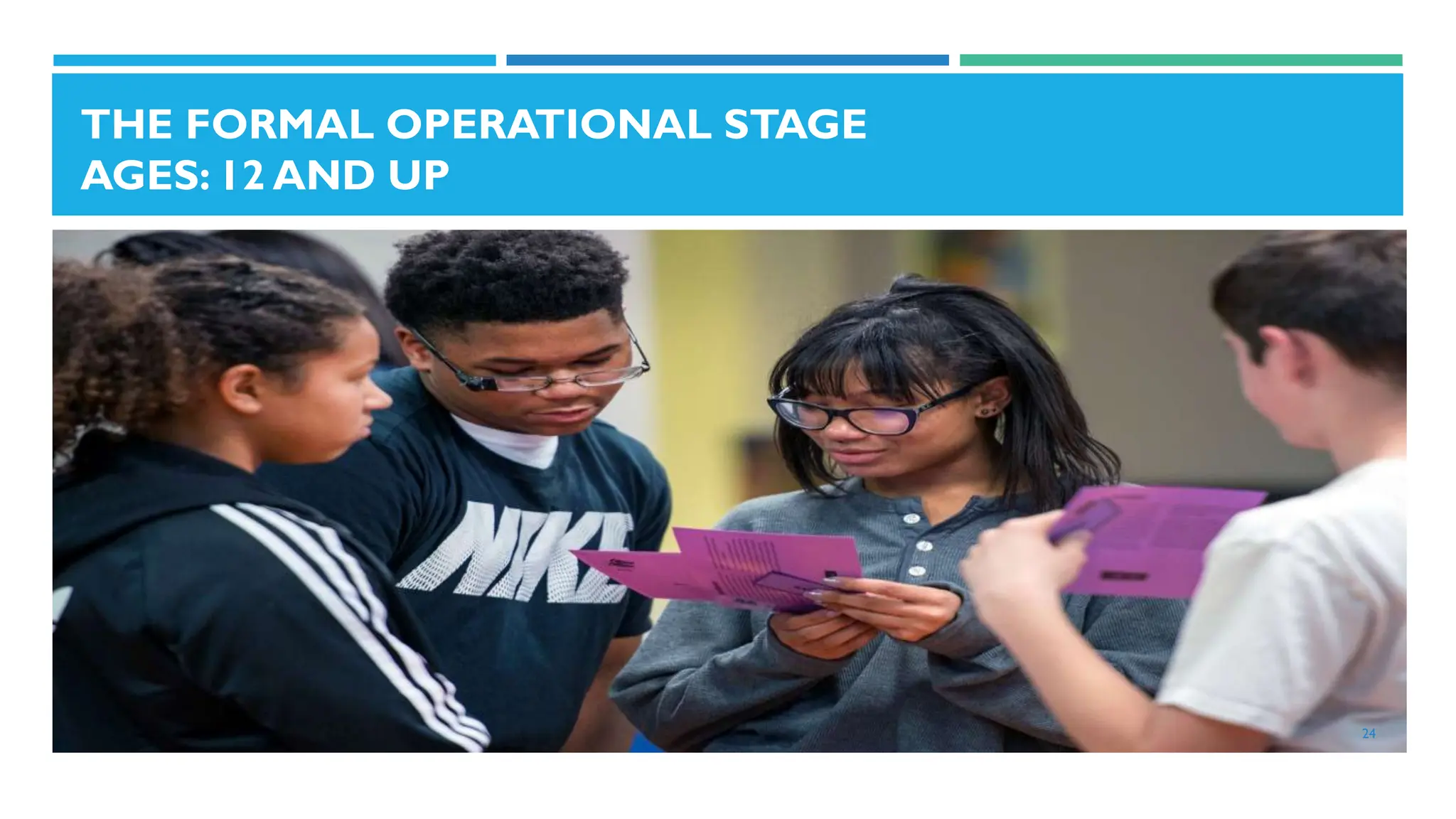 THE FORMAL OPERATIONAL STAGE
AGES: 12 AND UP
24
 