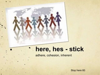 here, hes - stick 
adhere, cohesion, inherent 
Stop here 60 
 