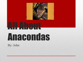 All About
Anacondas
By: John
 