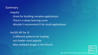 Summary
- Angular
- Great for building complex applications
- There's a steep learning curve
- Wouldn’t recommend it for s...