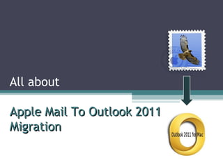 All about
Apple Mail To Outlook 2011Apple Mail To Outlook 2011
MigrationMigration
 