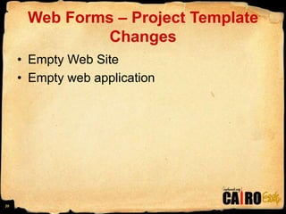 Web Forms – Project Template ChangesEmpty Web SiteEmpty web application20