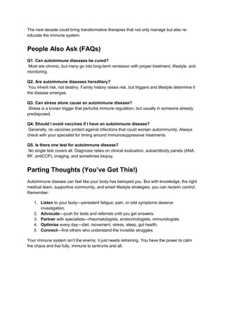 All about Autoimmune Disease: When Your Defender Becomes the Invader | PDF