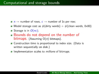 All About Bitmap Indexes... And Sorting Them